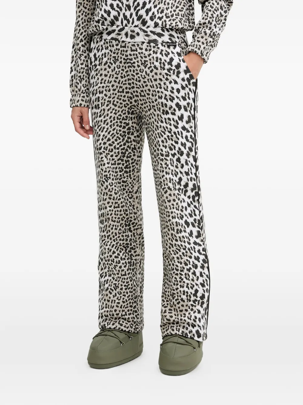 NEWLAND animal-print side-stripe trousers - Toni neutri