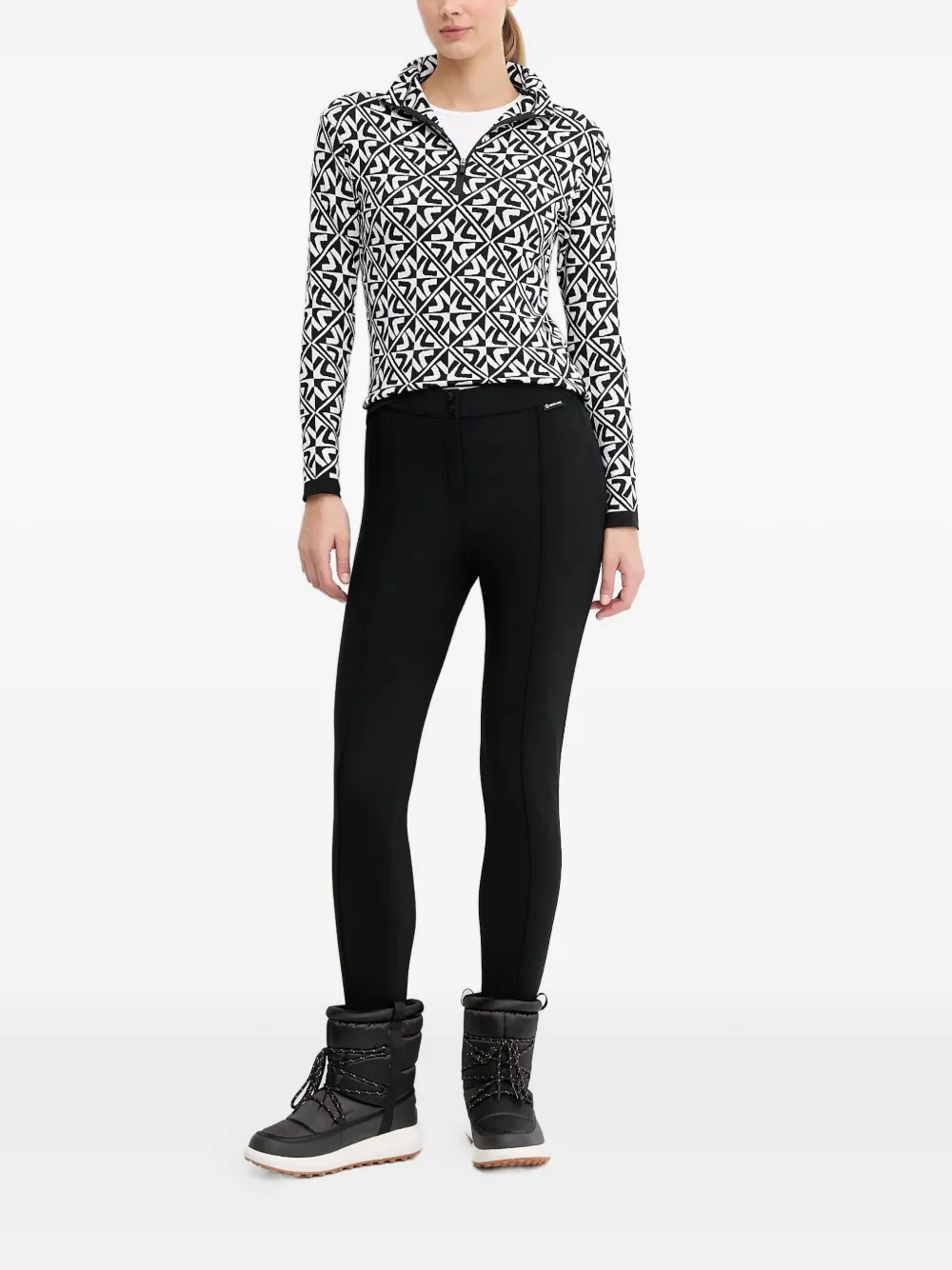 NEWLAND Top met geometrische print en rits Zwart