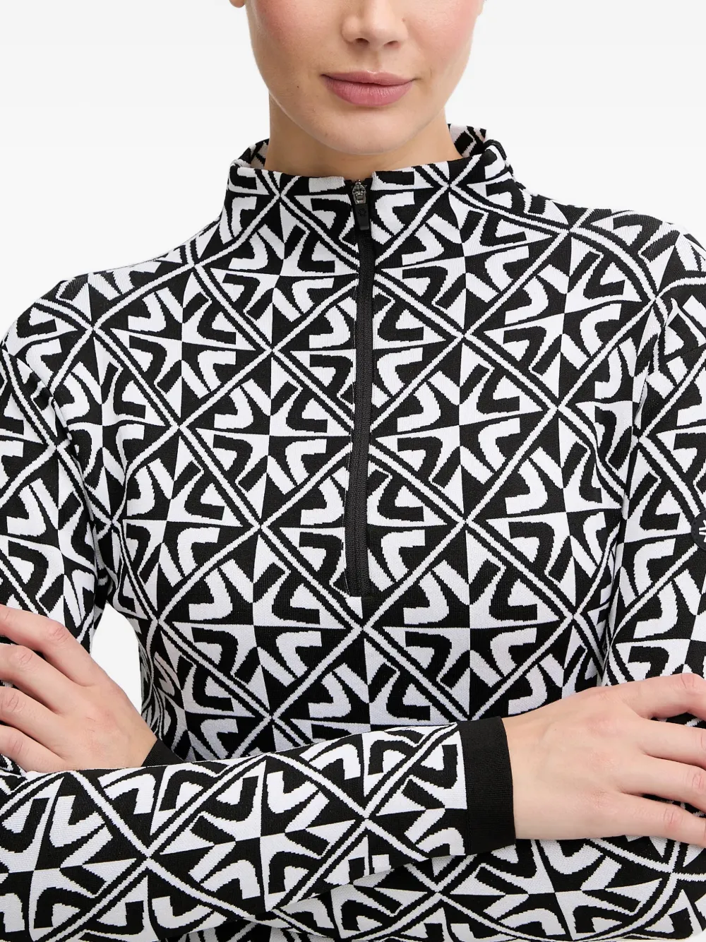 NEWLAND Top met geometrische print en rits Zwart