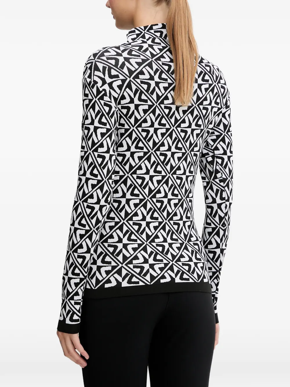 NEWLAND Top met geometrische print en rits Zwart