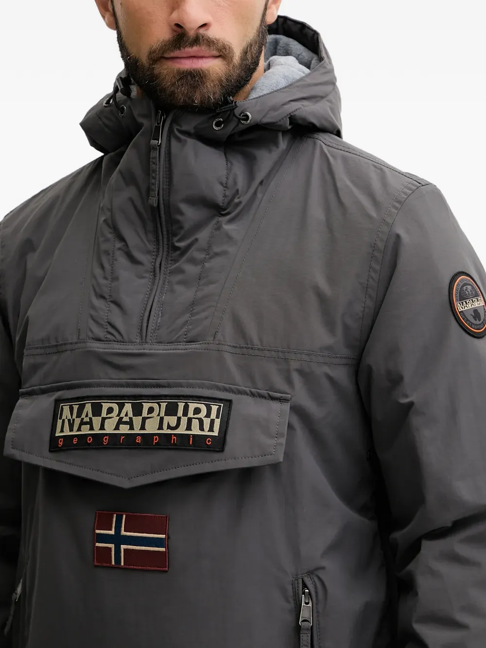 Napapijri Jack met capuchon en patch Grijs