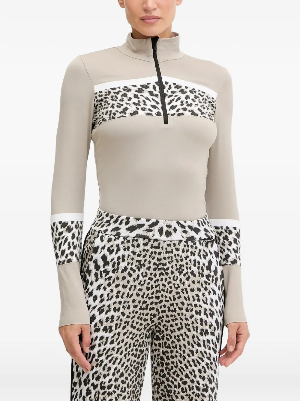 NEWLAND leopard-print zip top - Toni neutri
