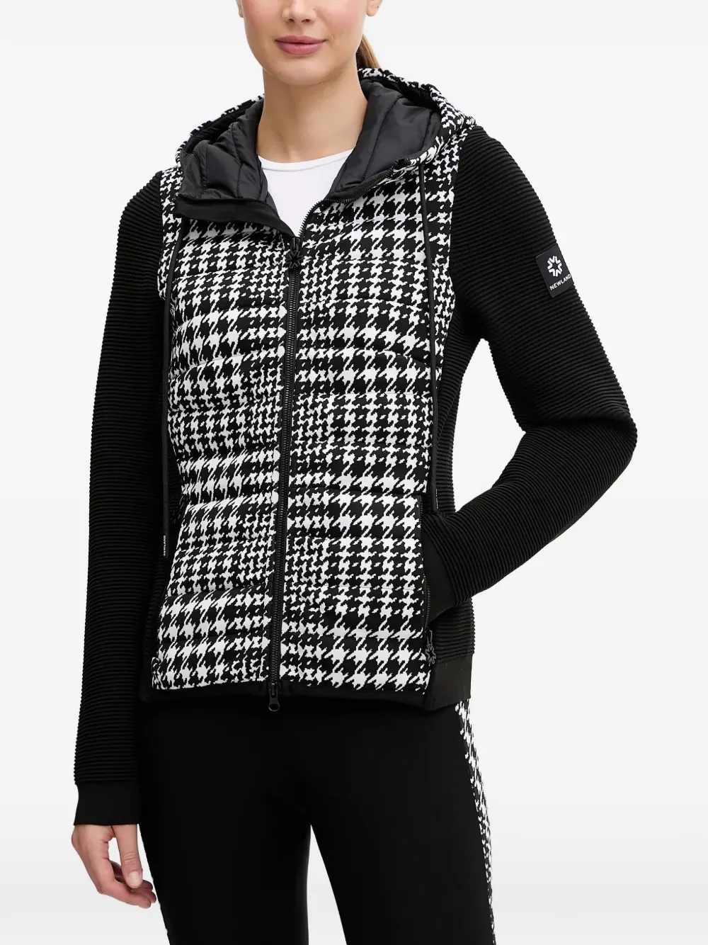 NEWLAND houndstooth hooded jacket - Nero