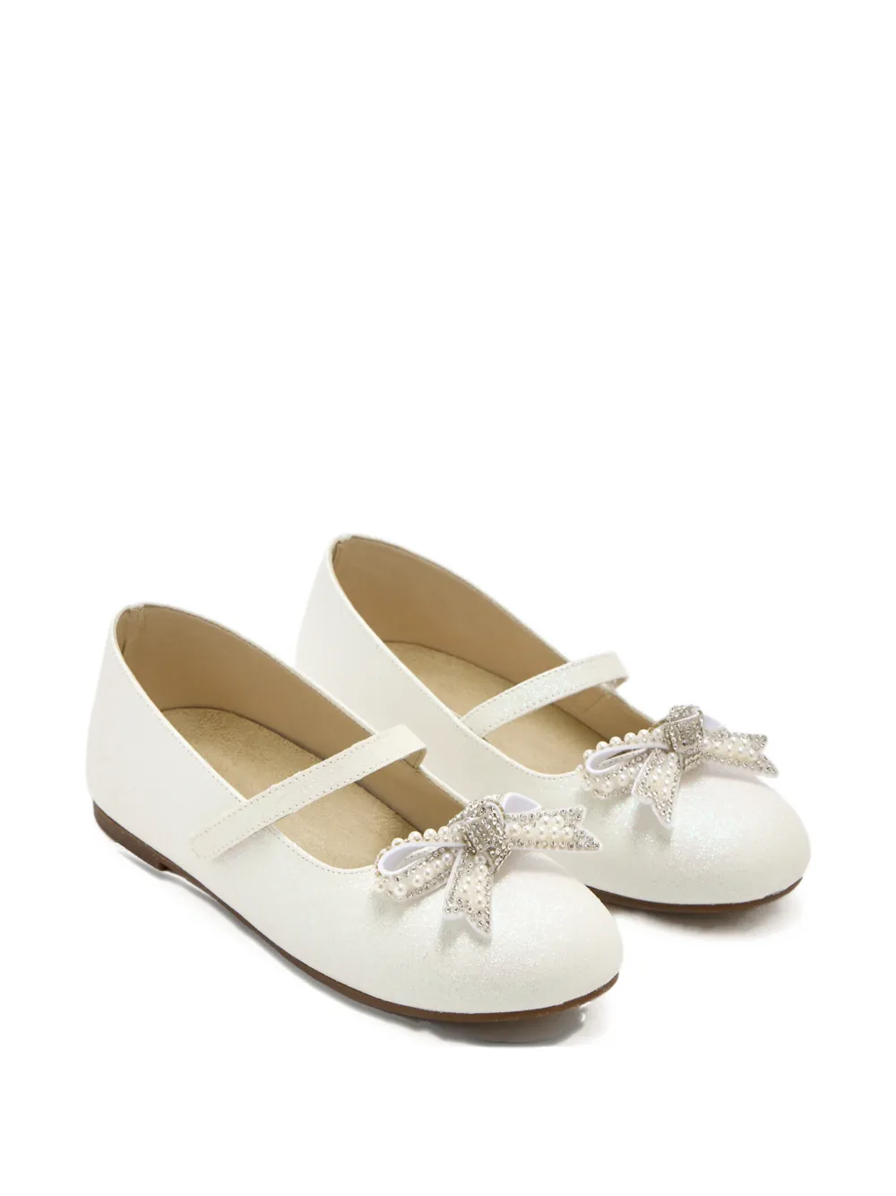 BabyWalker bow strap ballet flats - Bianco
