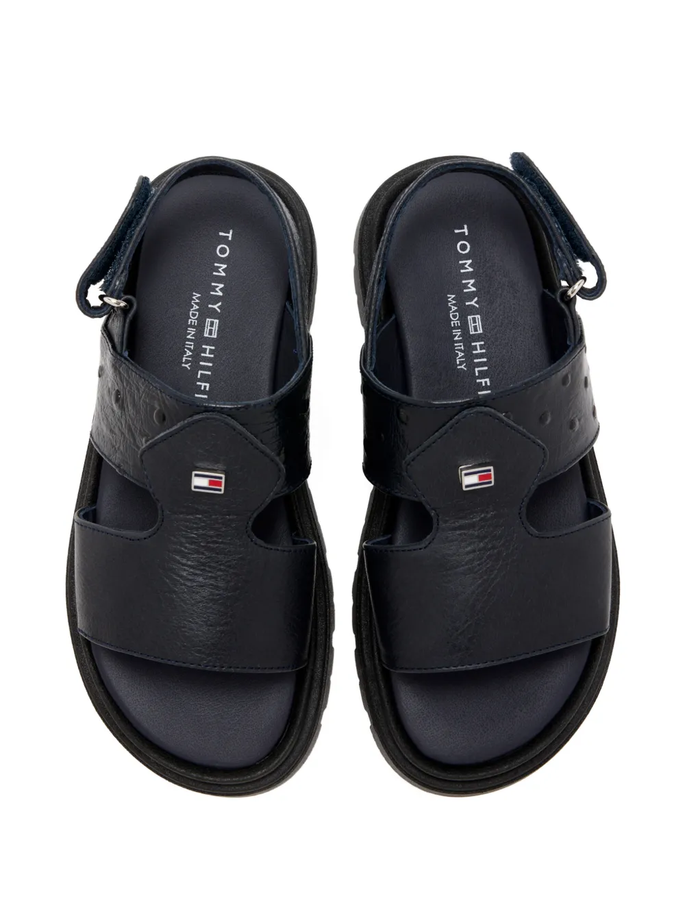 Tommy Hilfiger Junior Sandalen met logodetail en textuur Blauw