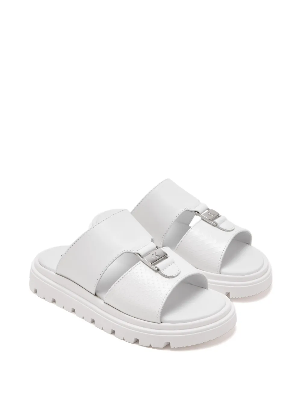 Calvin Klein Kids textured buckle sandals - Bianco