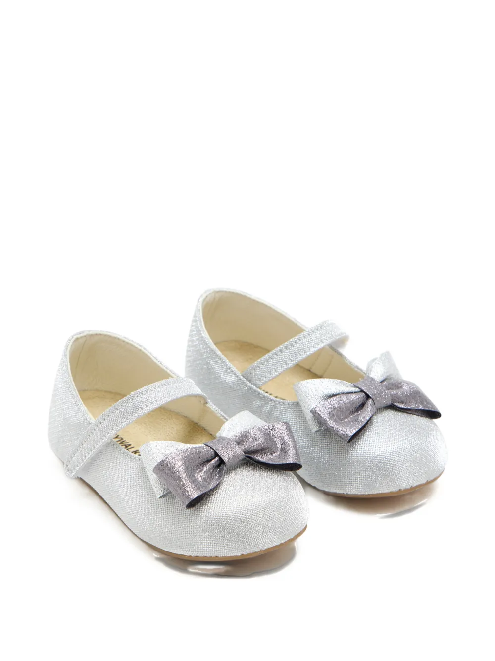 BabyWalker bow strap ballet flats - Argento