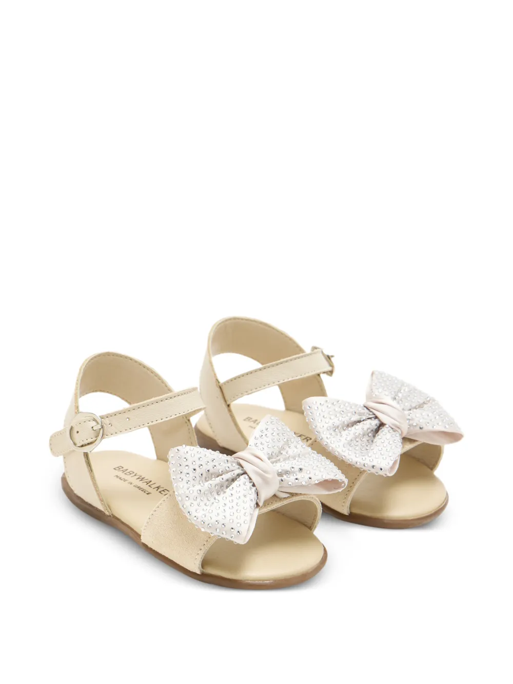 BabyWalker bow embellished sandals Beige