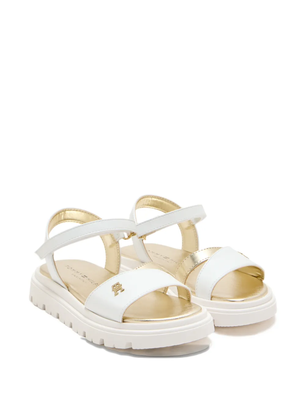 Tommy Hilfiger Junior Cola logo-detail flatform sandals - Bianco
