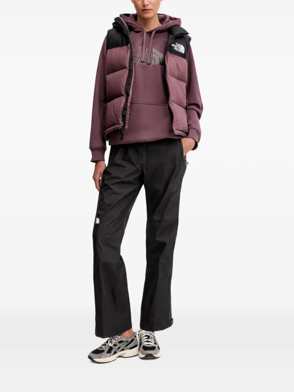 The North Face Tweekleurige bodywarmer met capuchon Paars