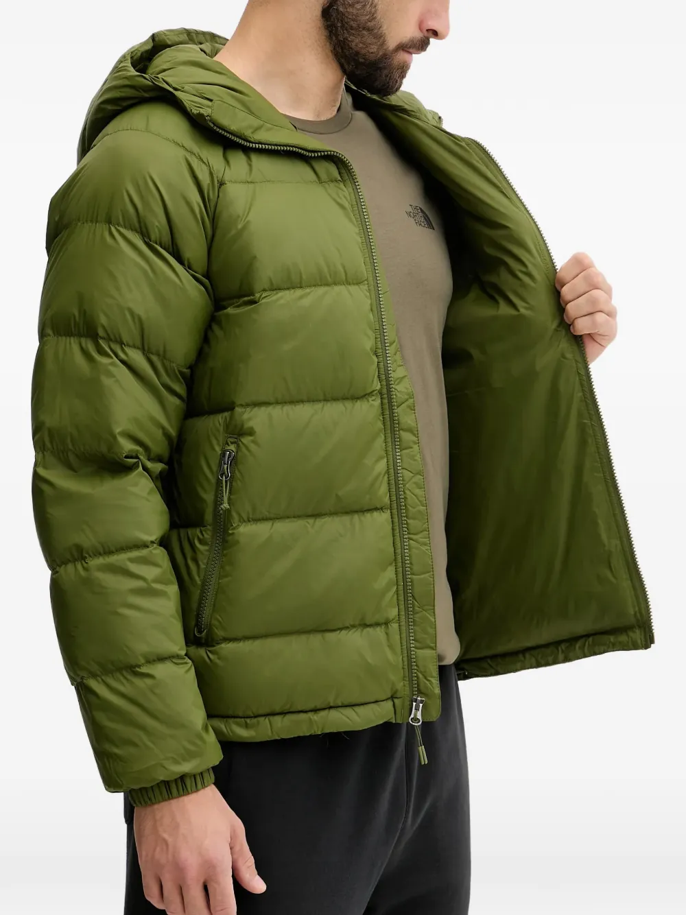 The North Face Donsjack met capuchon Groen