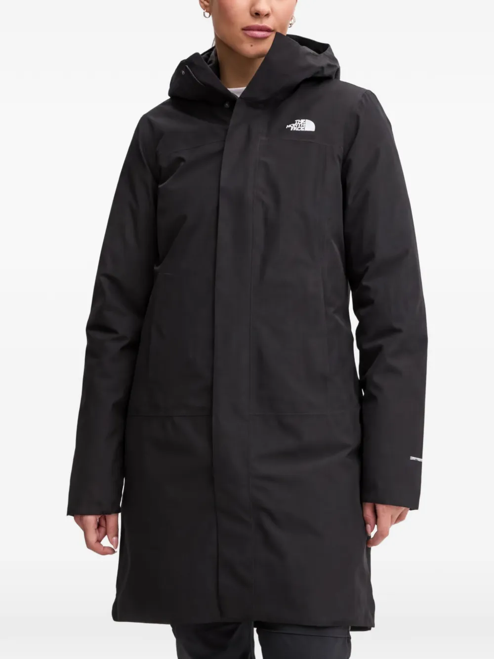The North Face logo hooded coat - Nero