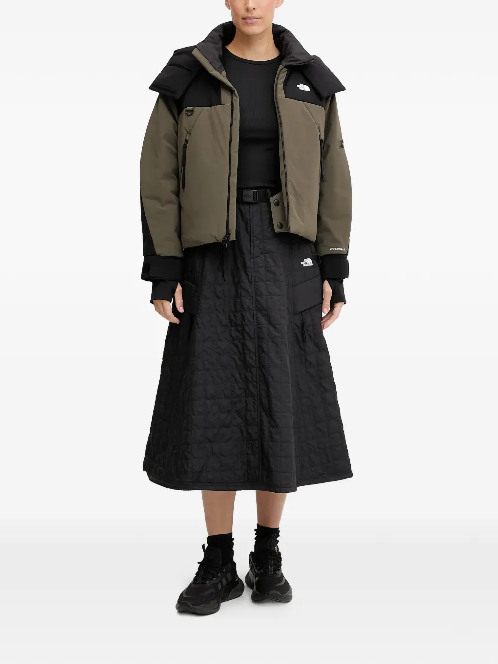 quilted belted midi skirt