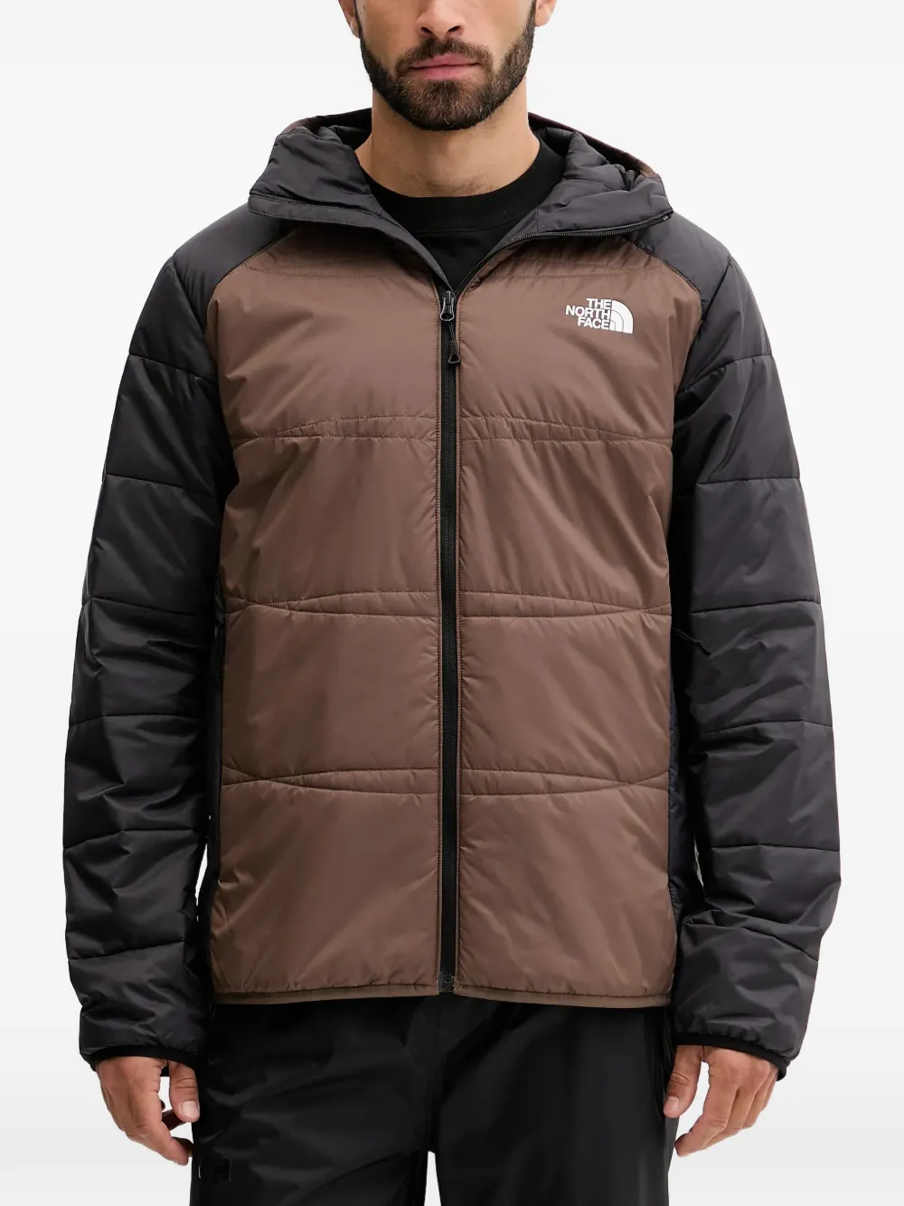 The North Face hooded colour block jacket - Marrone