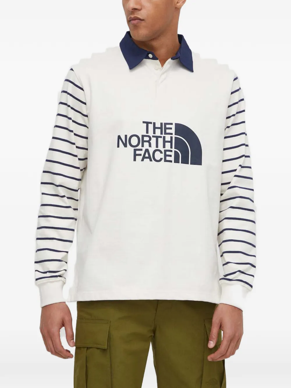 The North Face striped-arm logo-print polo shirt - Toni neutri