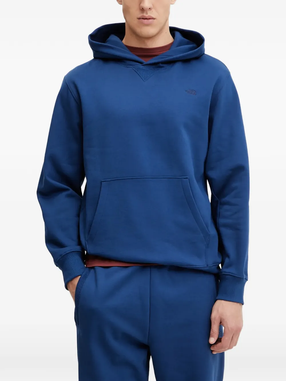 The North Face hooded logo-embroidery hoodie - Blu