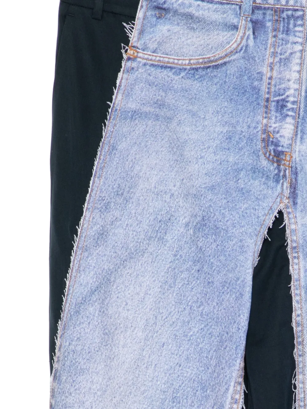  Pushbutton Pantalones Con Parche Vaquero - Azul 