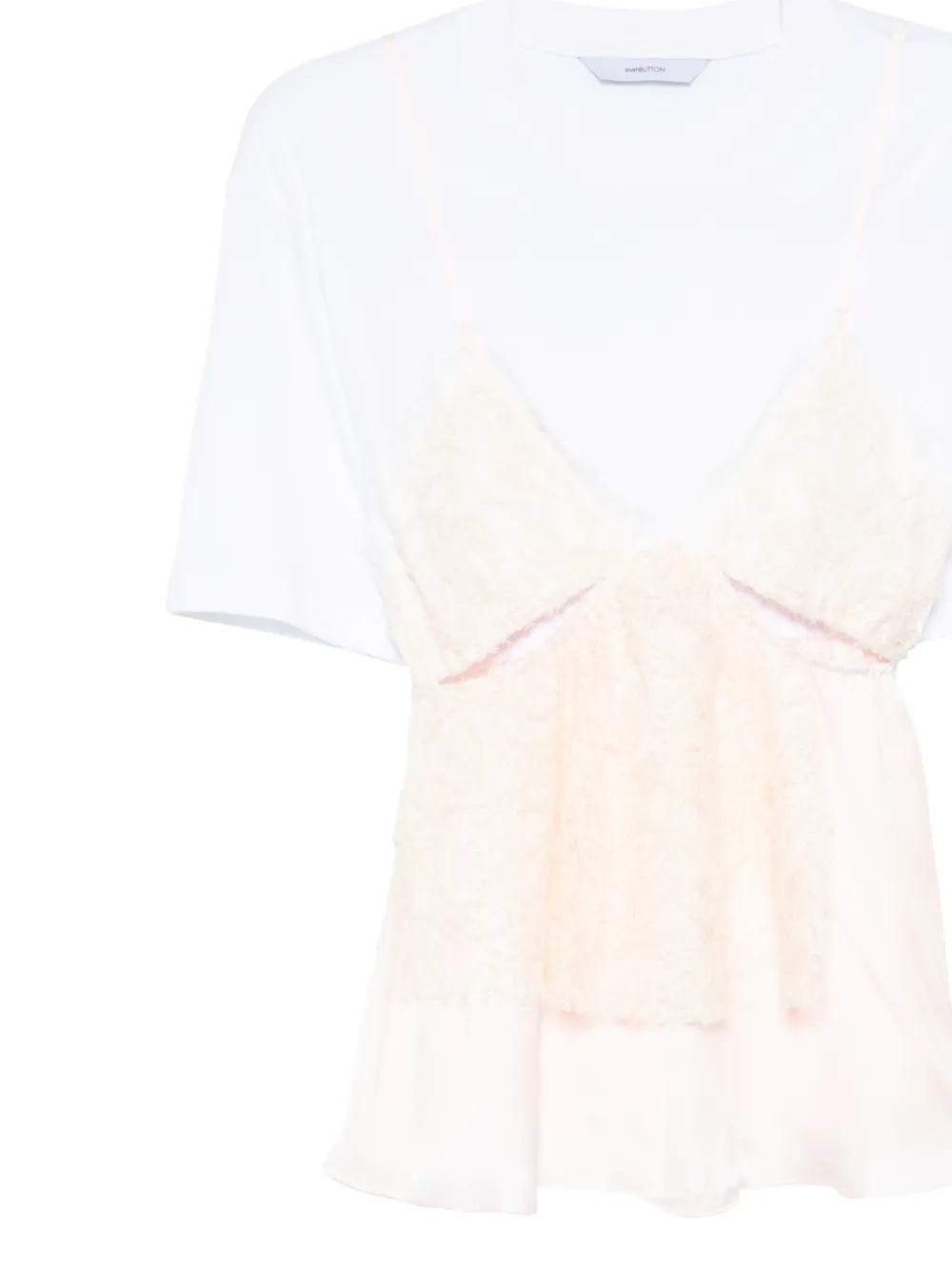  Pushbutton Camiseta De Encaje A Capas - Blanco 