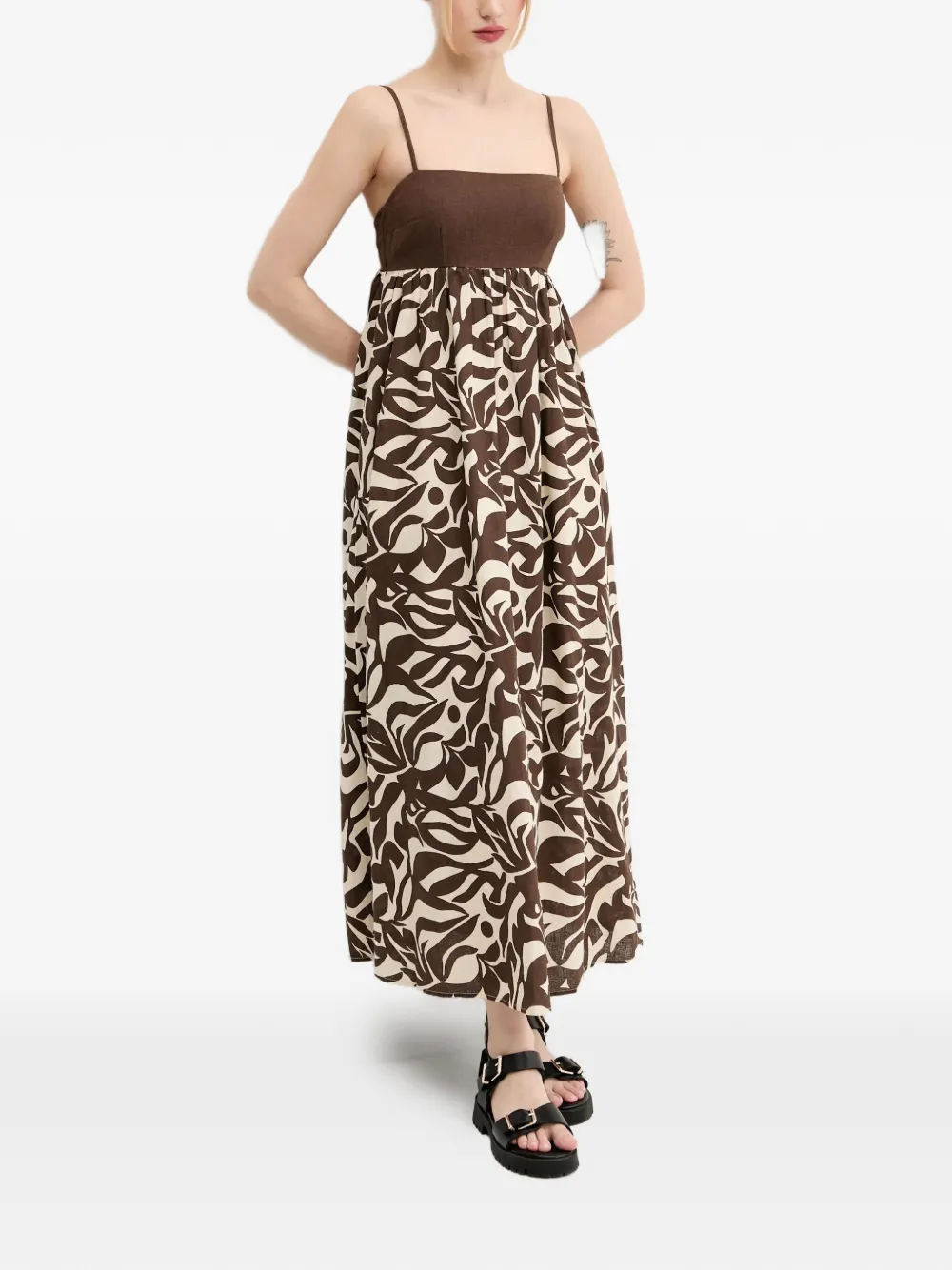 Abercrombie & Fitch floral-pattern sleeveless midi dress - Marrone