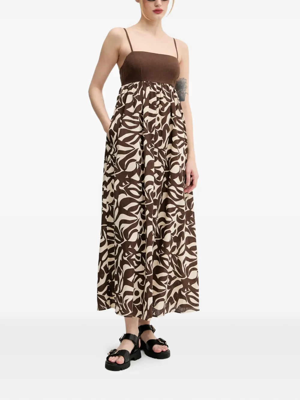 Abercrombie & Fitch floral-pattern sleeveless midi dress - Bruin