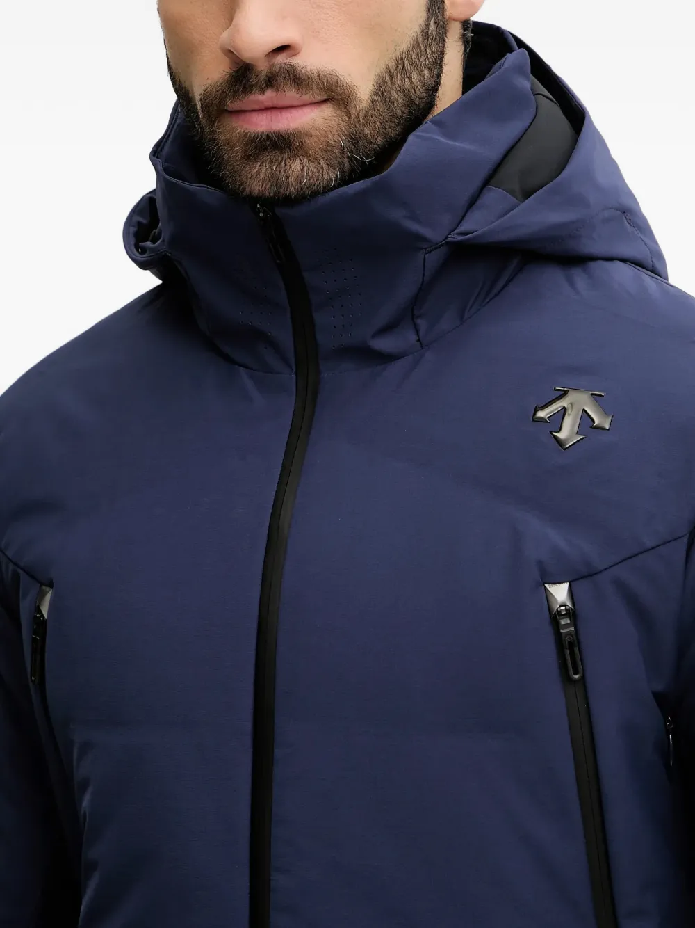 DESCENTE Ski-jack met capuchon en ritssluiting Blauw
