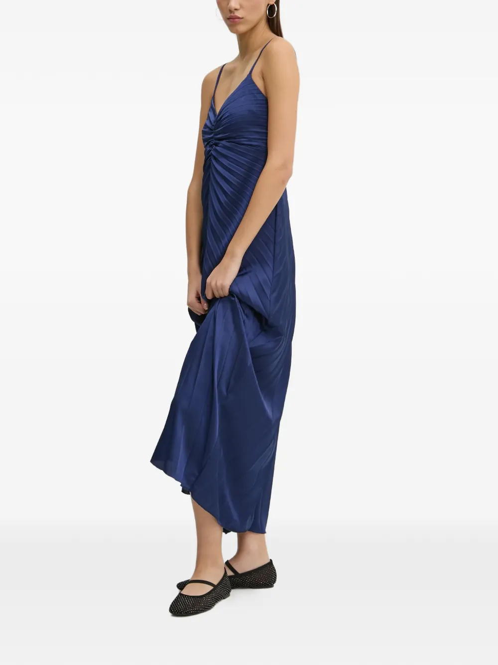 Abercrombie & Fitch pleated V-neck midi dress - Blauw