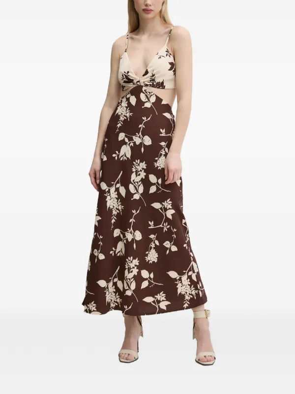 Abercrombie & Fitch cut-out floral-pattern Midi Dress | Brown | FARFETCH