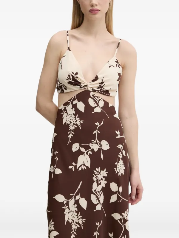 Abercrombie & Fitch cut-out floral-pattern Midi Dress | Brown | FARFETCH