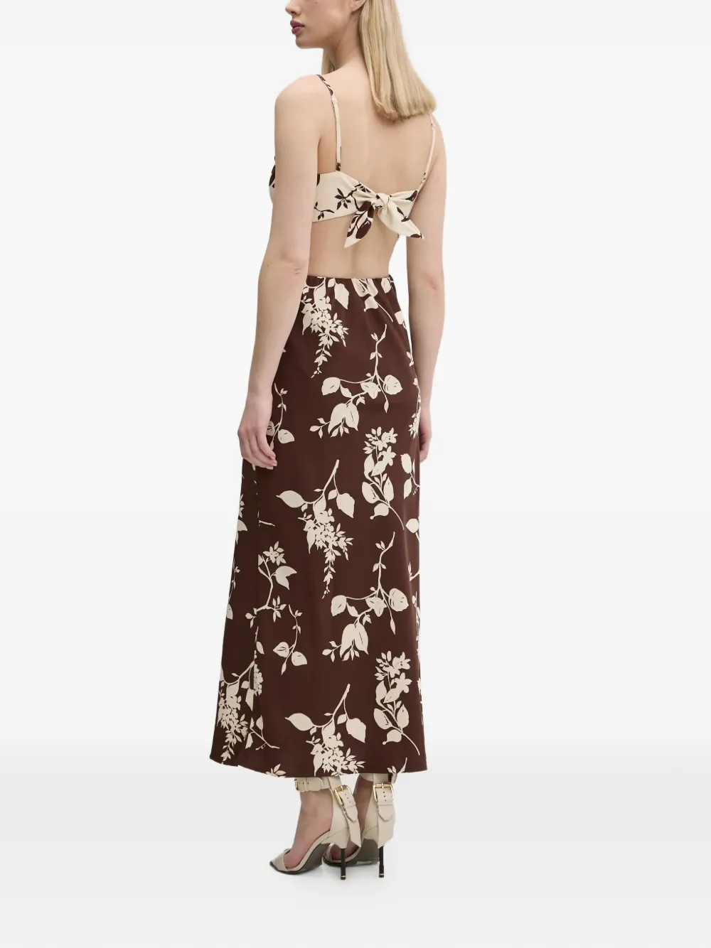 Abercrombie & Fitch cut-out floral-pattern midi dress - Bruin