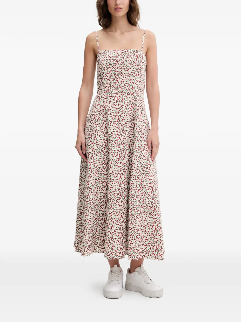 Abercrombie & Fitch floral-print strapless midi dress - Bianco