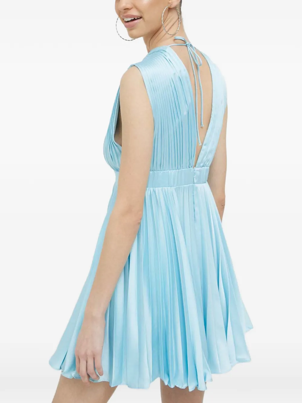 Abercrombie & Fitch pleated V-neck mini dress - Blauw