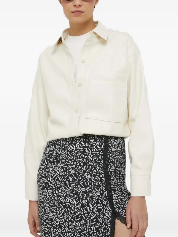 Abercrombie Buttoned Chest-pocket Women Shirt - Neutrals Abercrombie Buttoned Chest-pocket Women Shirt - Neutrals