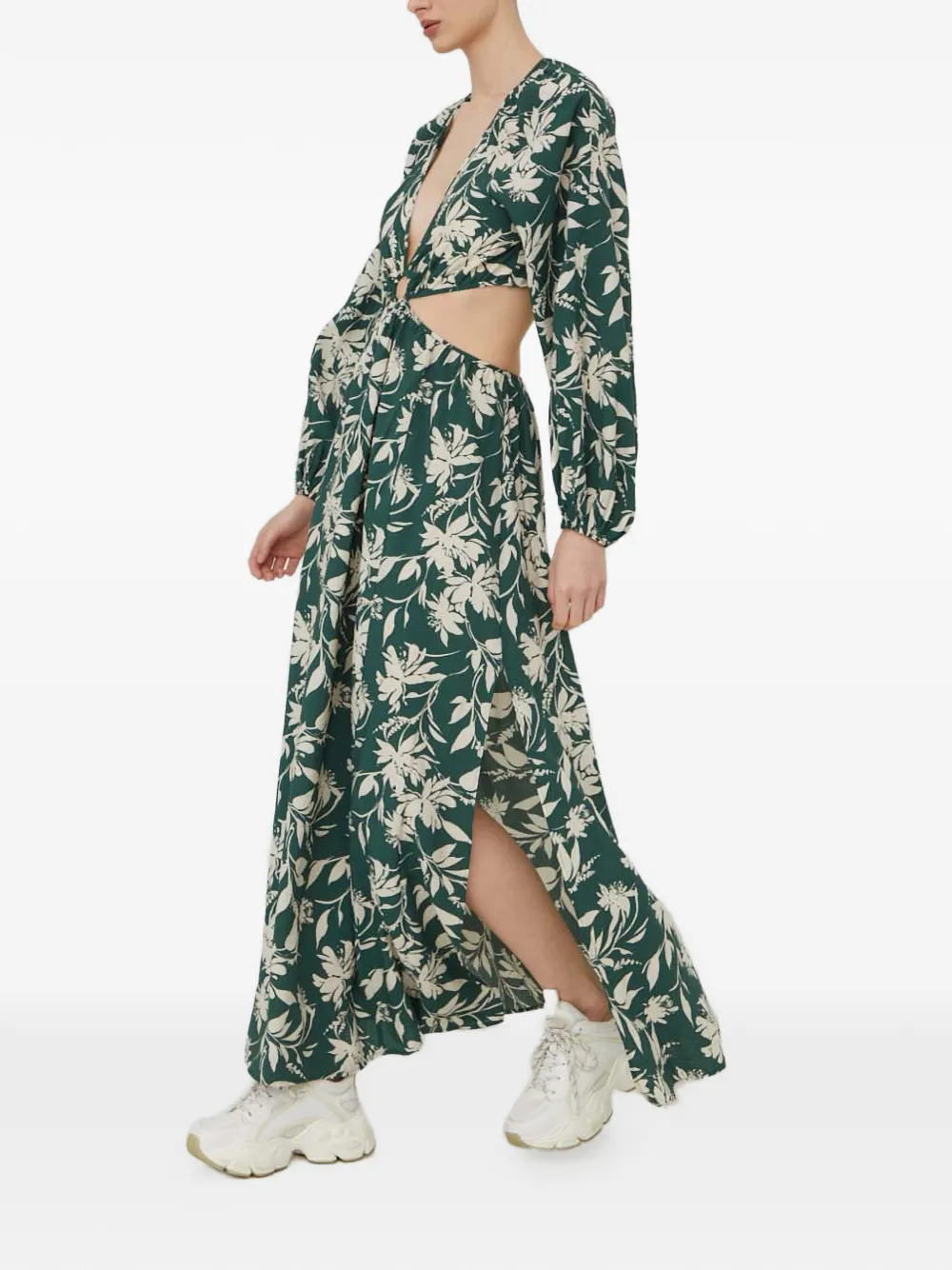 Abercrombie & Fitch floral-print cut-out maxi dress - Verde