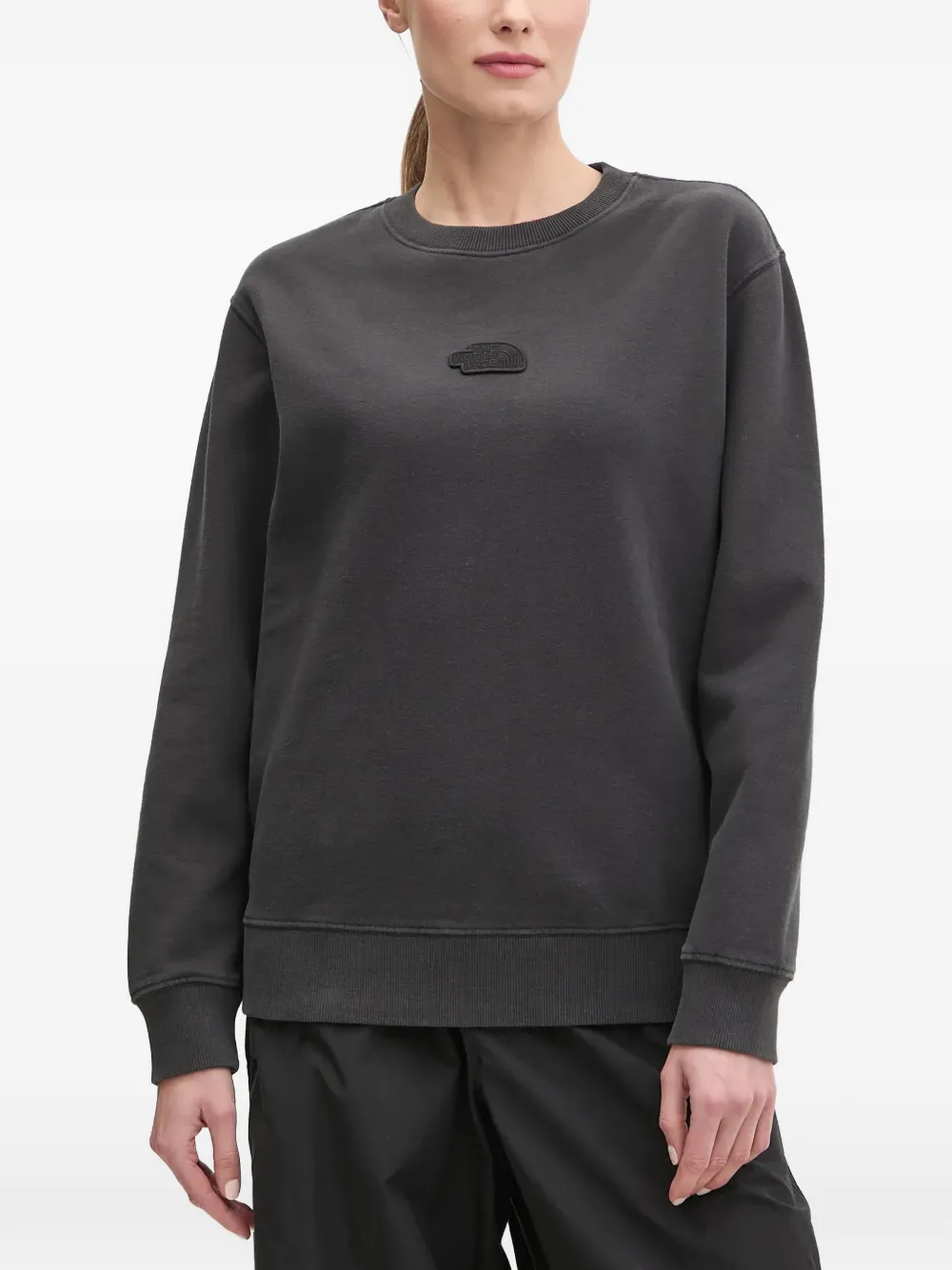 The North Face Logo-patch Crew-neck Sweatshirt In Black