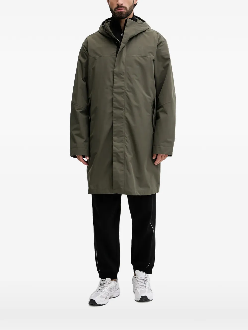 The North Face hooded logo-print coat - Verde