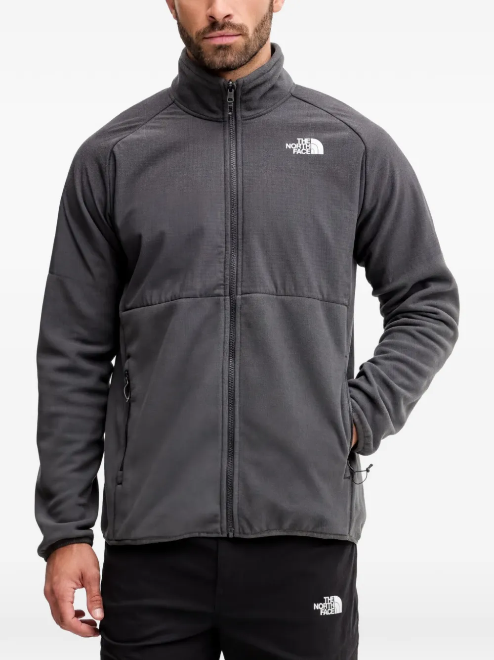 The North Face logo-print zip-up sweatshirt - Grigio