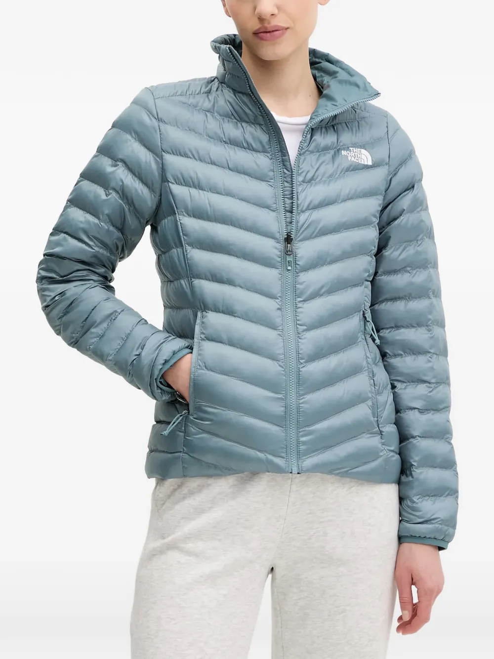 The North Face logo-embroidered padded jacket - Blue