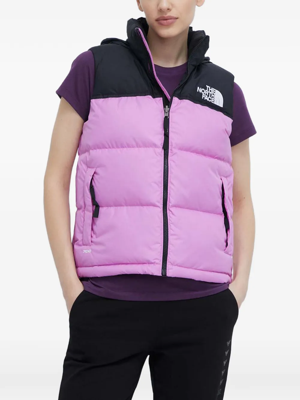 The North Face Nuptse hooded puffer gilet - Rosa