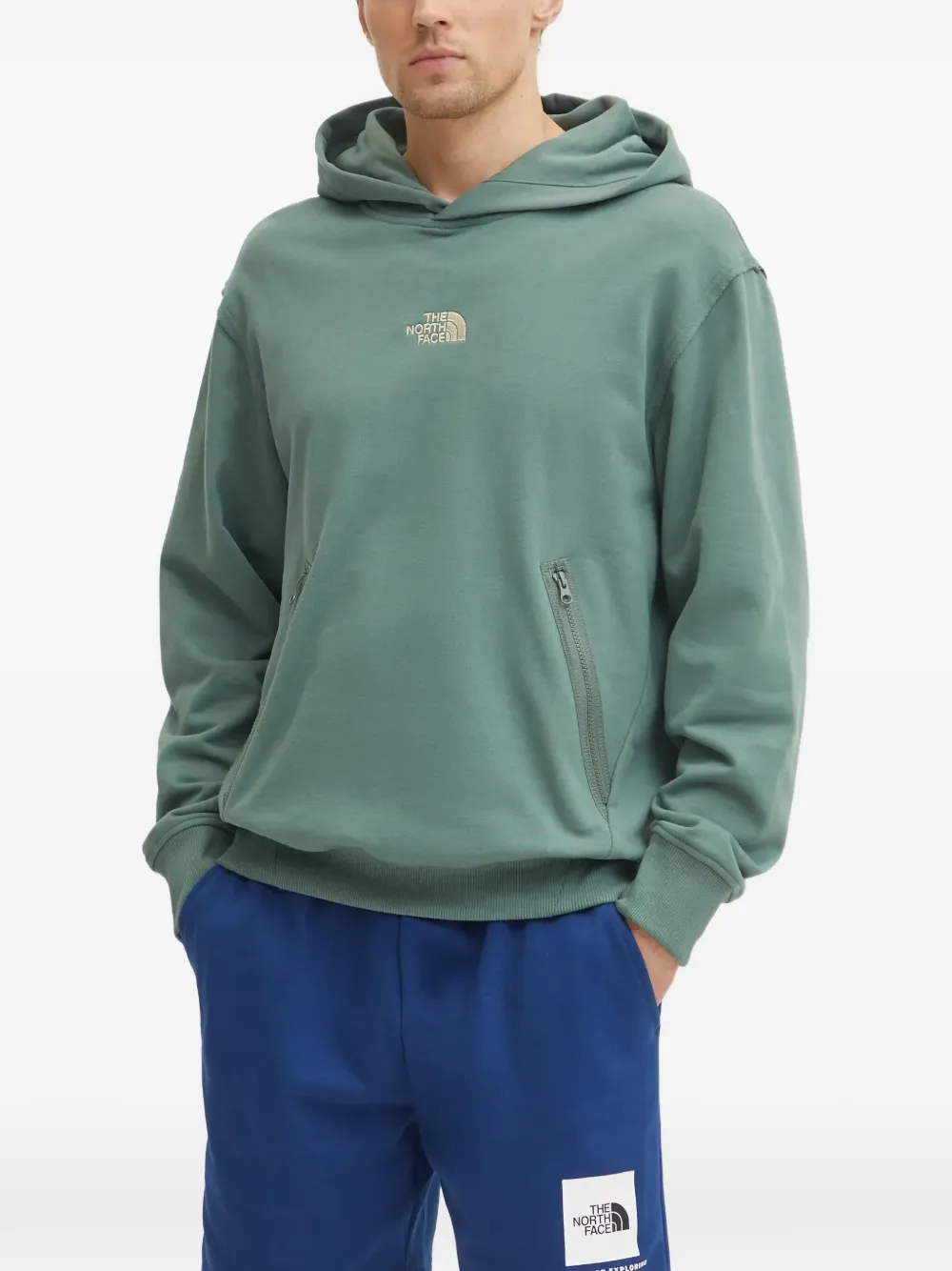 The North Face logo-embroidery hoodie - Verde