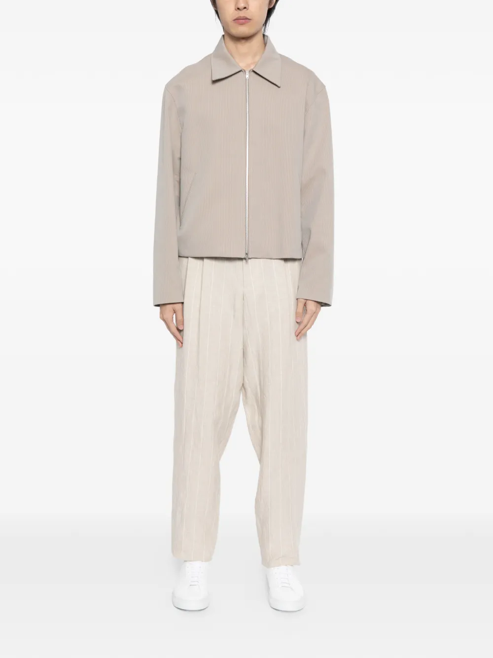 Giorgio Armani striped linen trousers - Beige