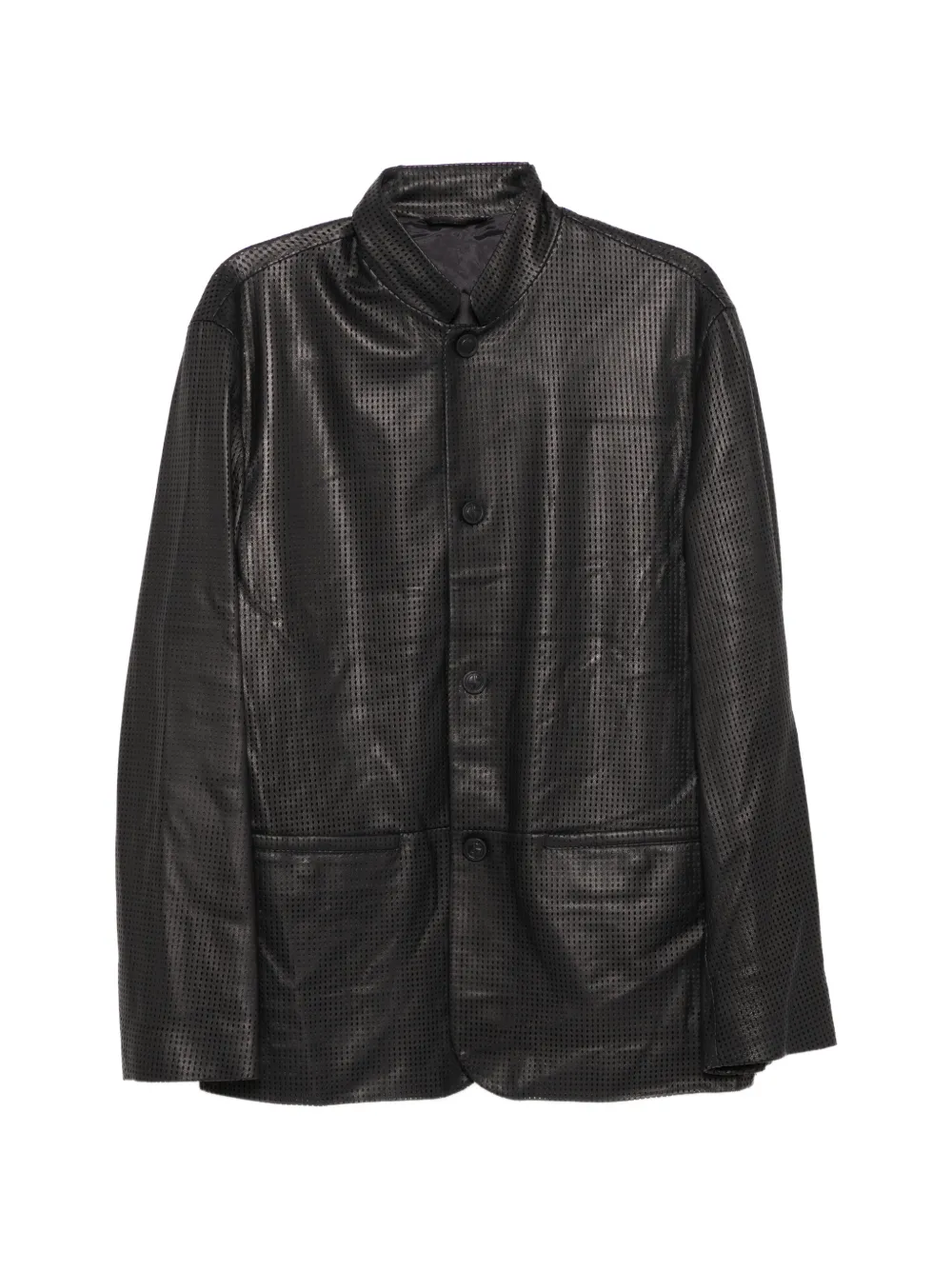 Giorgio Armani perforated leather jacket - Nero