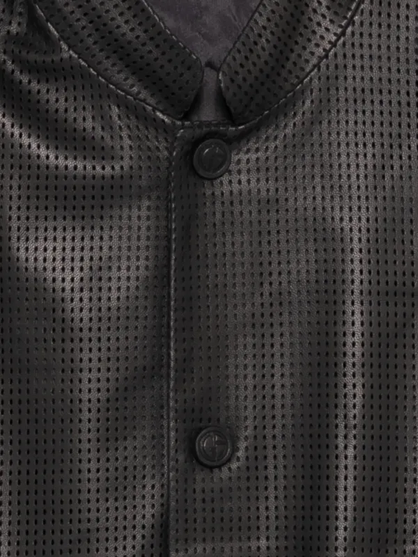 Giorgio Armani Perforated Leather Jacket | Black | FARFETCH HK