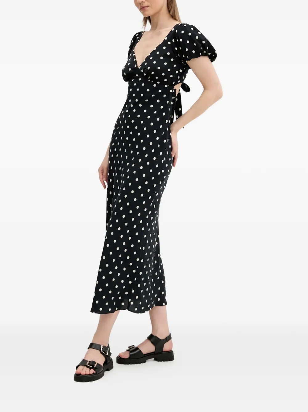 Abercrombie & Fitch polka-dot tie midi dress - Zwart