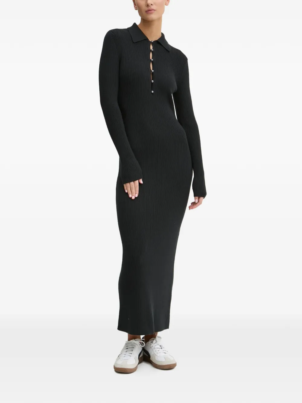 Abercrombie & Fitch ribbed maxi dress - Zwart