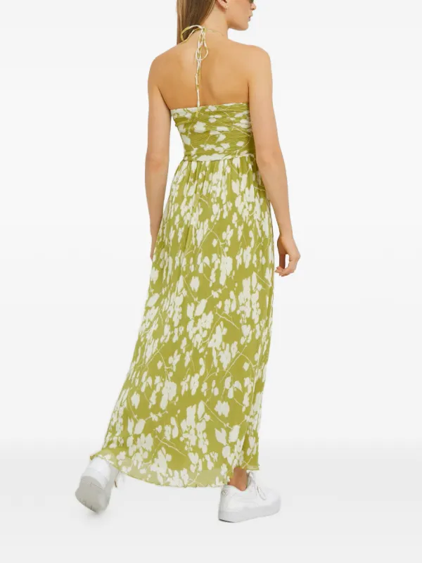 green satin homecoming dress Irene Green Satin Strapless Maxi Dress - Size L - Sky To Moon - Cowl Back & Ruched Elastic Strap