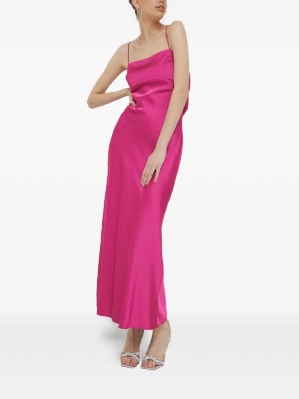 abercrombie pink dress Women's Dipped-Waist Hardware Maxi Dress in Magenta | Size XL