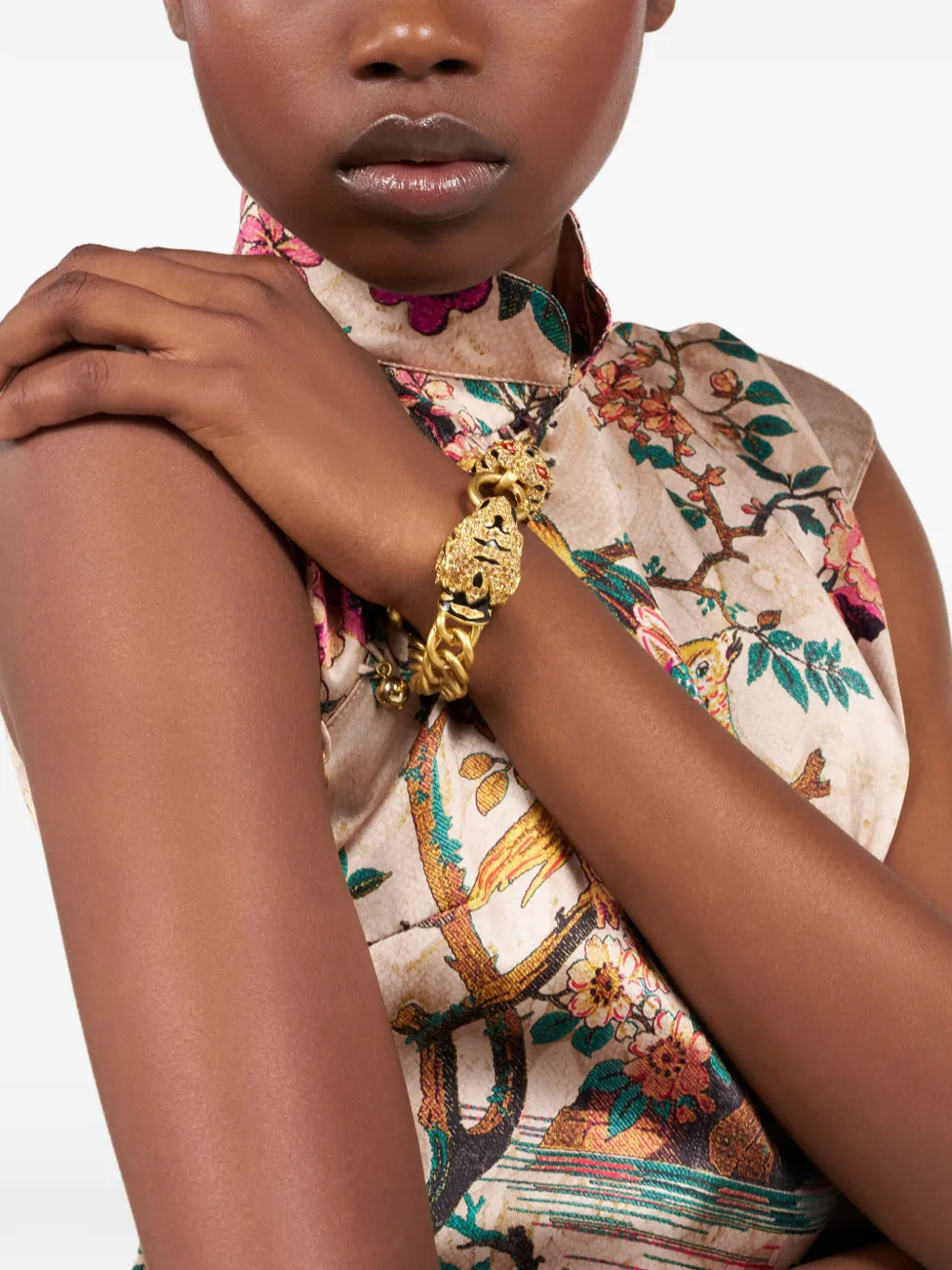 Roberto Cavalli Roar tiger-head chain bracelet - Oro