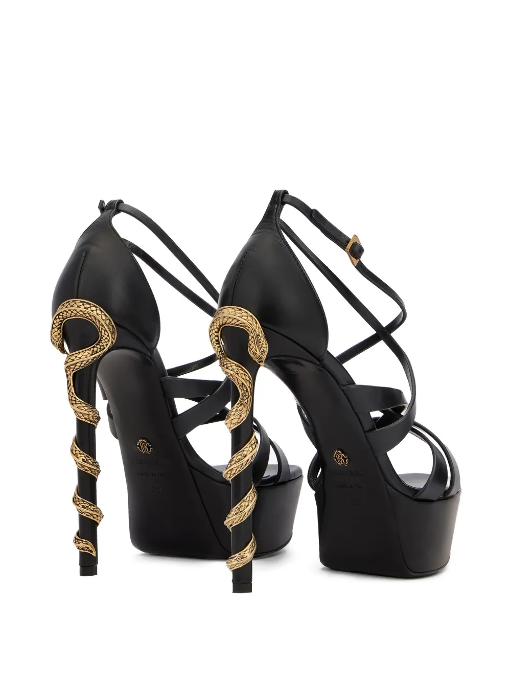 Roberto Cavalli Serpentine stiletto sandals Zwart
