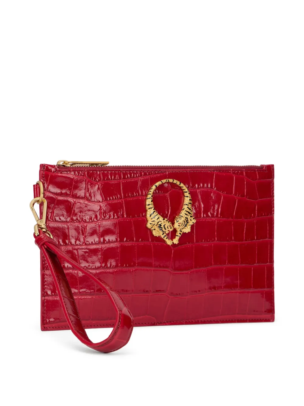 Roberto Cavalli Roar leren clutch Rood