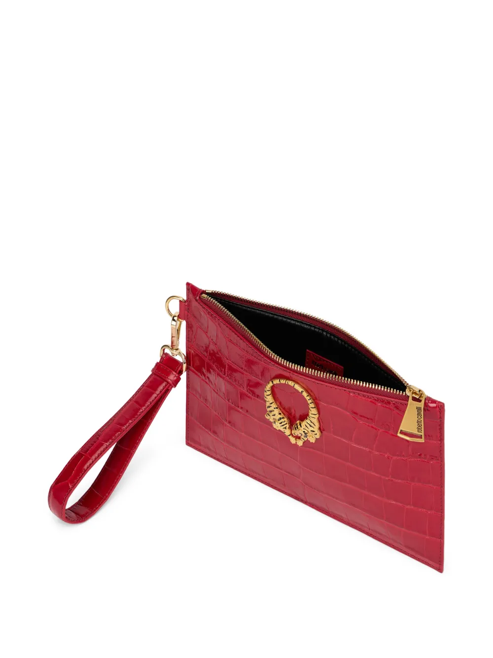 Roberto Cavalli Roar leren clutch Rood